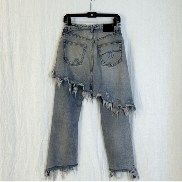R13 Denim Double Classic ShreddedHem Skirted Jeans - Picture 11 of 16
